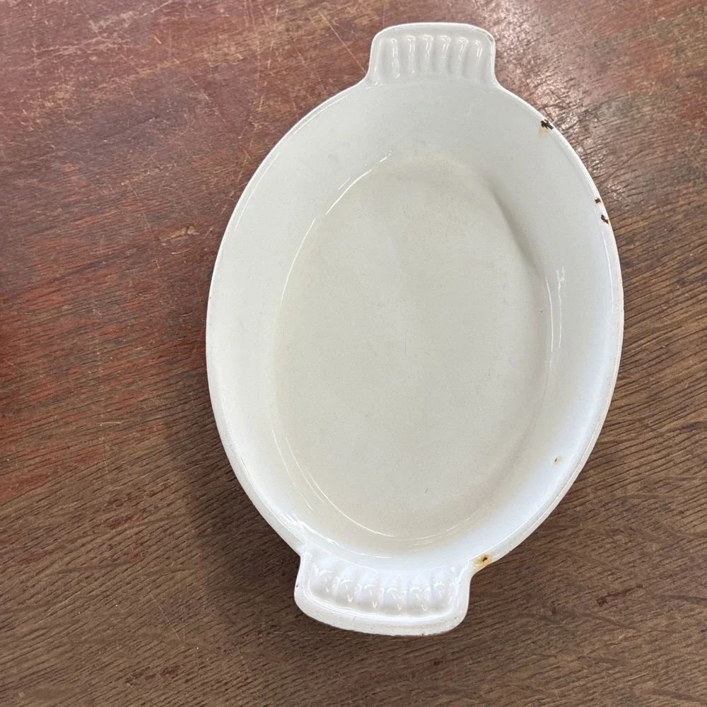 Small Orange Cast Iron Casserole Dish Made In France No 20 9.5X6X2  With Ears